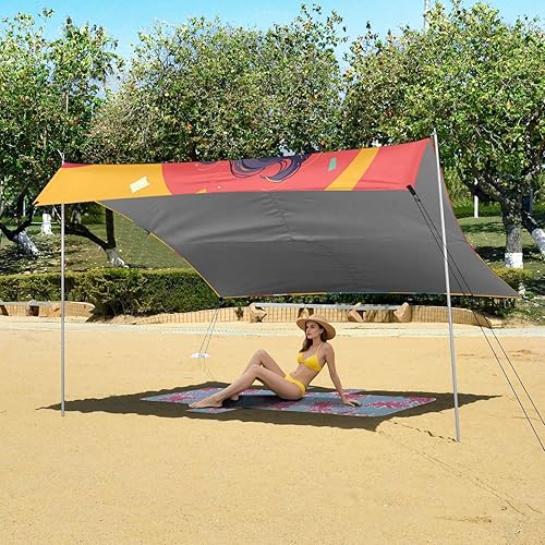 Miniatura 6 de Linda cabaña de playa plegable para niña, UPF50+, refugio solar ligero, incluye pala de arena, sacos de arena, postes de estabilidad para camping,