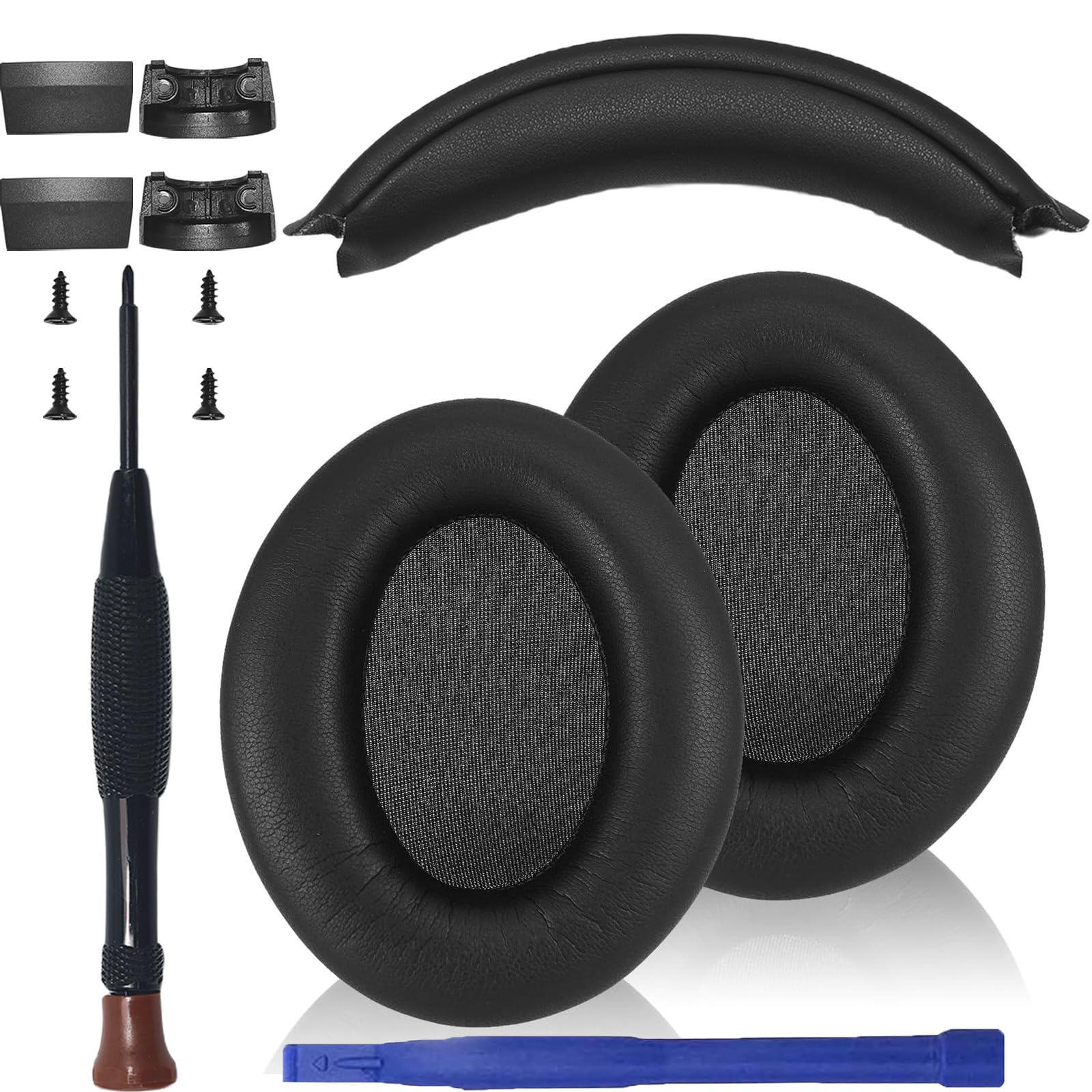 Adhiper Replacement Ear Pads + Headband for Sony WH-1000XM3(WH1000XM3) Noise Cancelling Headphones,Soft Protein Leather Earpads & Headband Cushion Pad Cover Features a Snap-on Design(Black