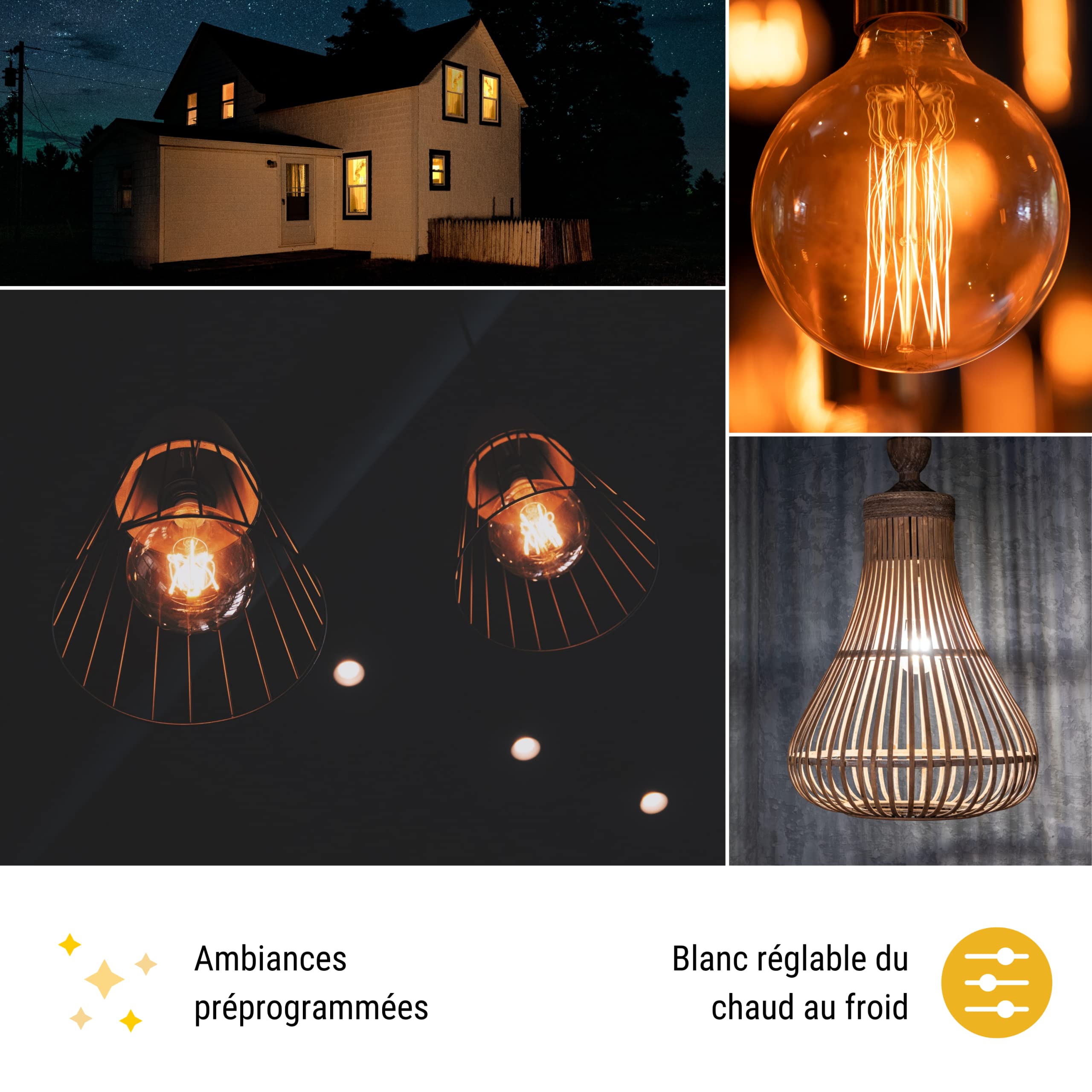 Konyks Antalya Style G80 Amber Color Smart Żarówka LED WiFi + BT, kompatybilna z Alexa i Google Home, łatwa automatyzacja
