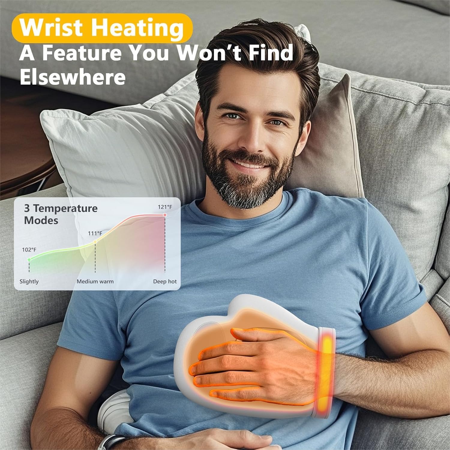 Elektrisches Handmassagegerät mit Wärme und Kompression | Kabelloser Verstellbarer Hand Massager für Finger, Hände und Handgelenke, für Damen und Herren