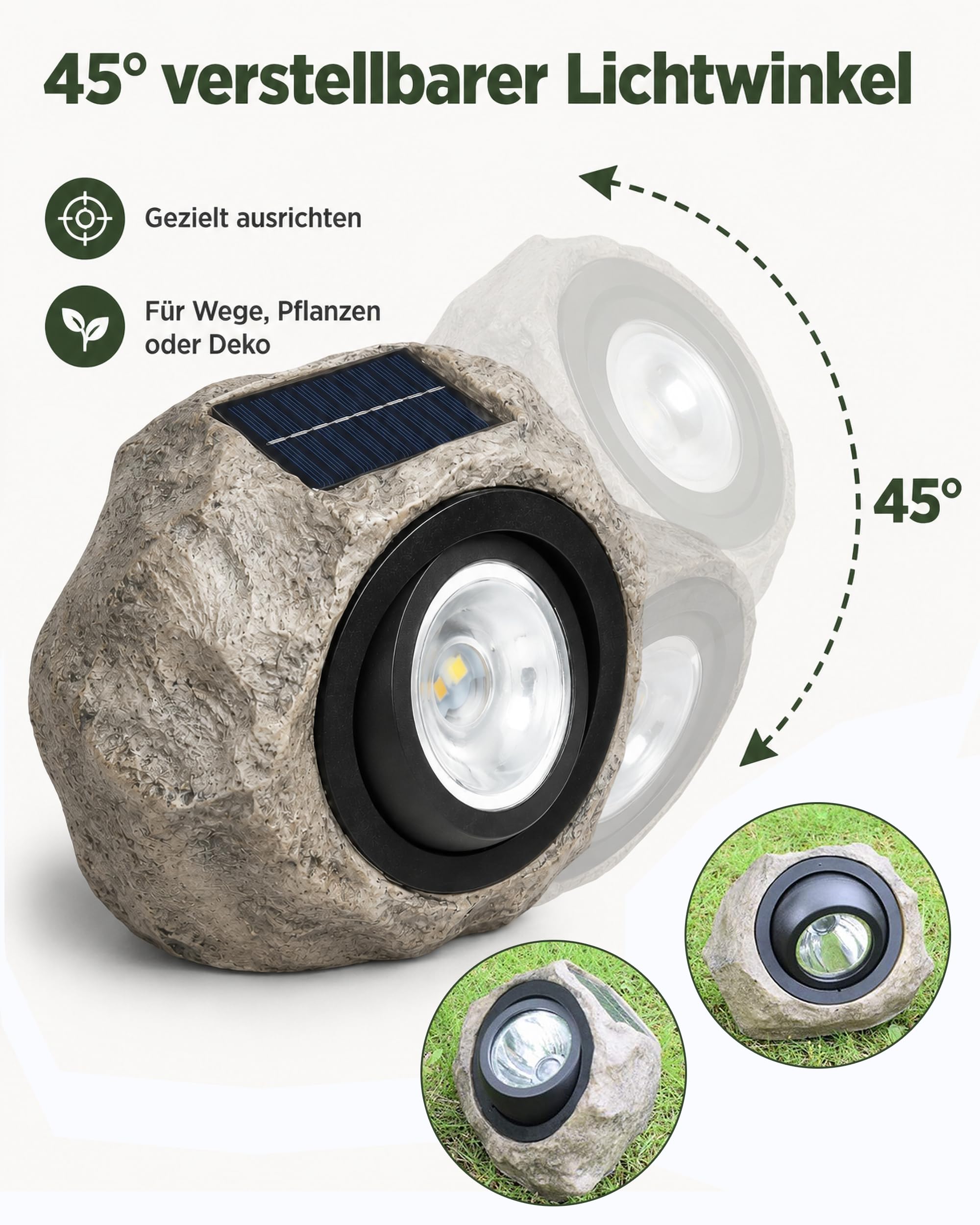 ACMHNC Solar Steinleuchten für außen, Ip65 Wasserdichte LED Gartenlampe in Naturstein-Optik, Warmweiße Bodenleuchten aussen Deko Solarsteine für Garten, Rasen,Wege,Patio, Yard