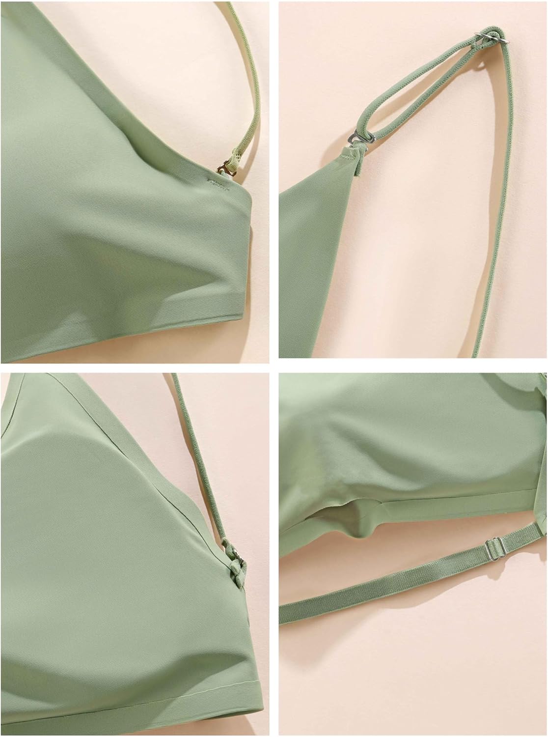 Women Ice Silk Seamless Bralettes Padded Camisole No Underwire Halter Bra - Image 5