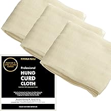 Masala Potli 100% Cotton Muslin Cloth for Curd Straining (Pack of 3, 100x100 cm) | Hung Curd, Paneer, Yogurt, Cheese, Jam Filter, Roti Cover | Unbleached, Reusable, Chemical-Free | Kitchen Cloth