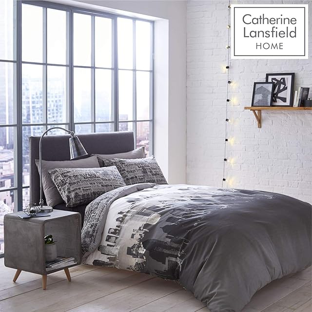 Catherine Lansfield City Scape Easy Care Double Duvet Set Multi