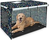 Bienbee 42 Inch Dog Crate Cover Windproof Breathable Oxford Fabric for Wire Cages - Indoor Outdoor Kennel Protection with Zippers & Windows
