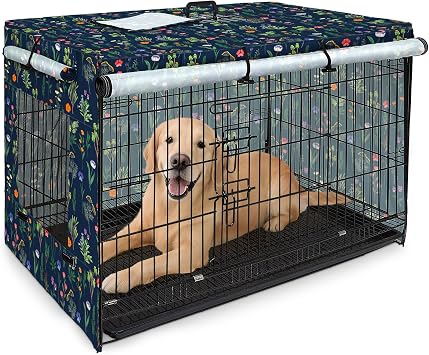 Bienbee Dog Crate Cover, 36 inches Windproof Crate Covers for Dog Cages Breathable Dog Kennel Cover Double Sided Zipper Dog Cage Cover for Wire Dog Cage Indoor Outdoor Protection