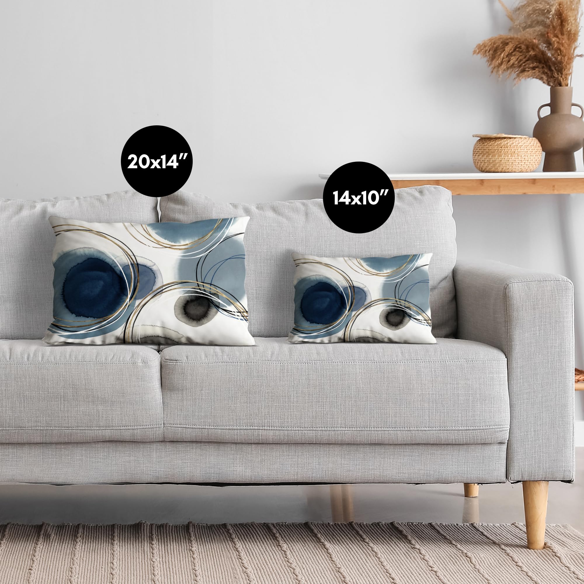 Americanflat Dekokissen 35,6 X 25,4 Cm – Polyester, Blau-weißes Design Für Couch, Bett & Stuhl