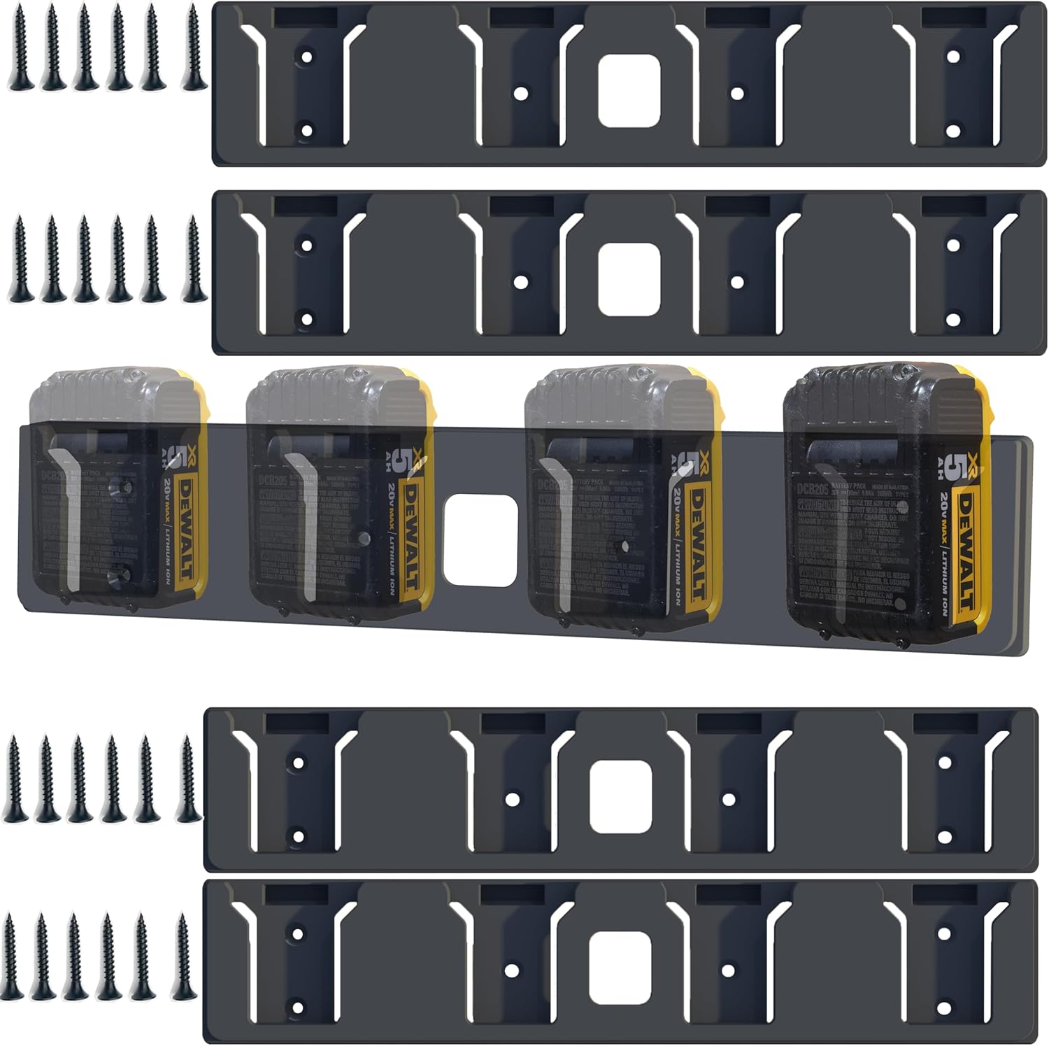 Battery Holder Compatible wiht Dewalt, Tools for Dewalt 20v, Mount 4 Slot Bulk Battery Garage Tool, Tools Compatible with Dewallt 20v, Wall Display Hook Holder