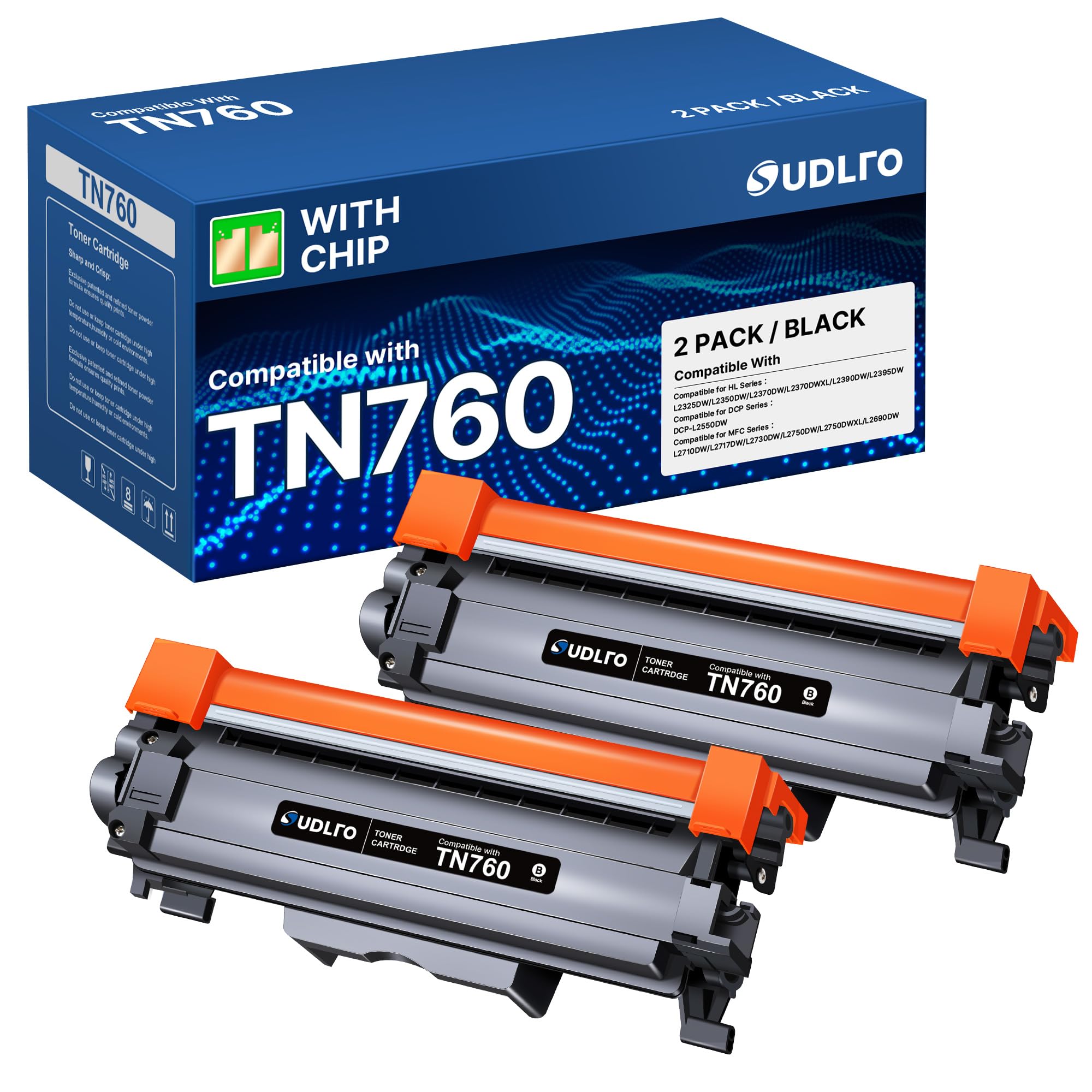 TN760 Toner for Brother Printer - Replacement for Brother TN760 TN-760 TN-730 TN730 Toner Compatible with MFC-L2750DW HL-L2370DW MFC-L2710DW HL-L2350DW HL-L2390DW DCP-L2550DW Printer (2 Black)