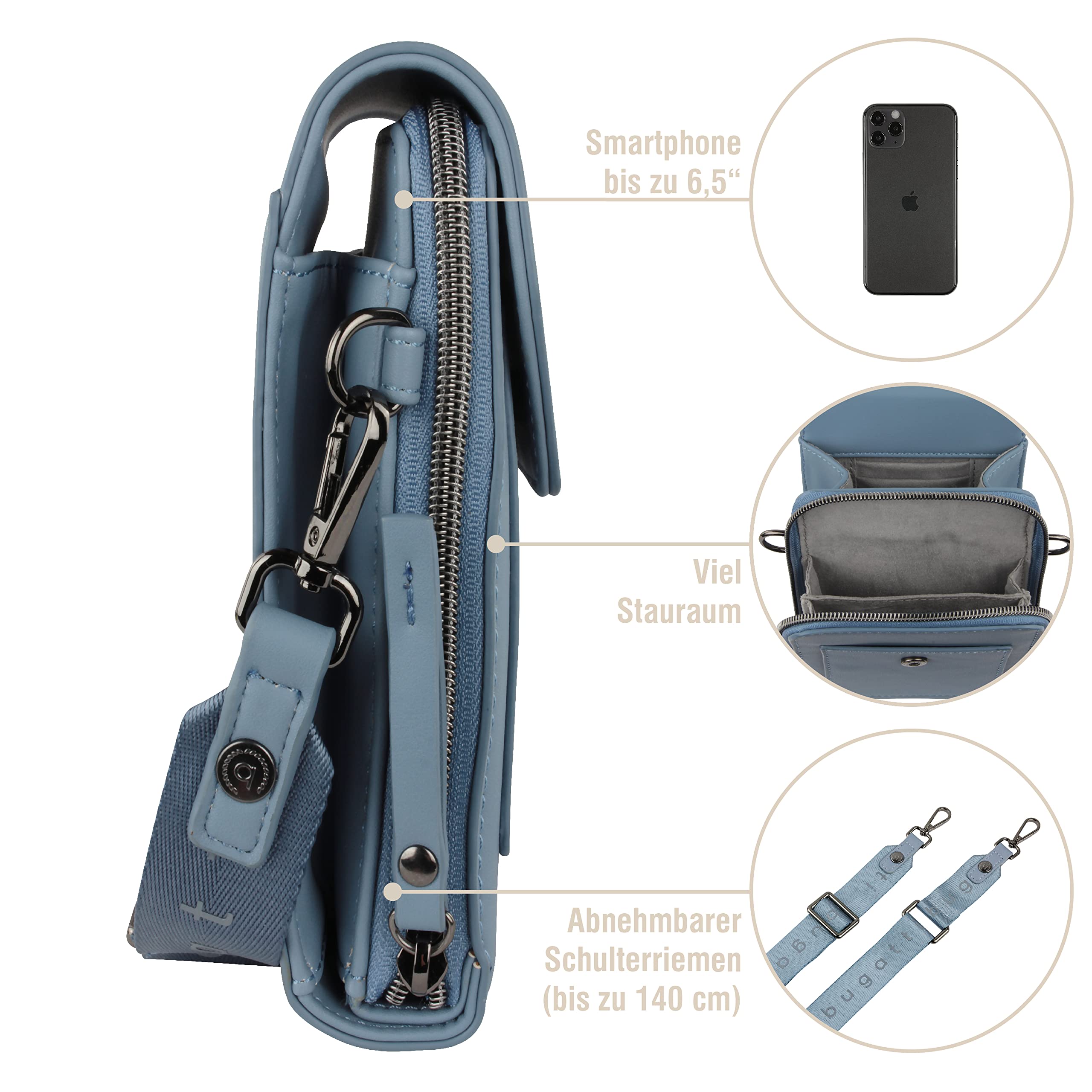 bugatti Almata Bolso para Movil Mujer Bandolera, Bolso Cartera