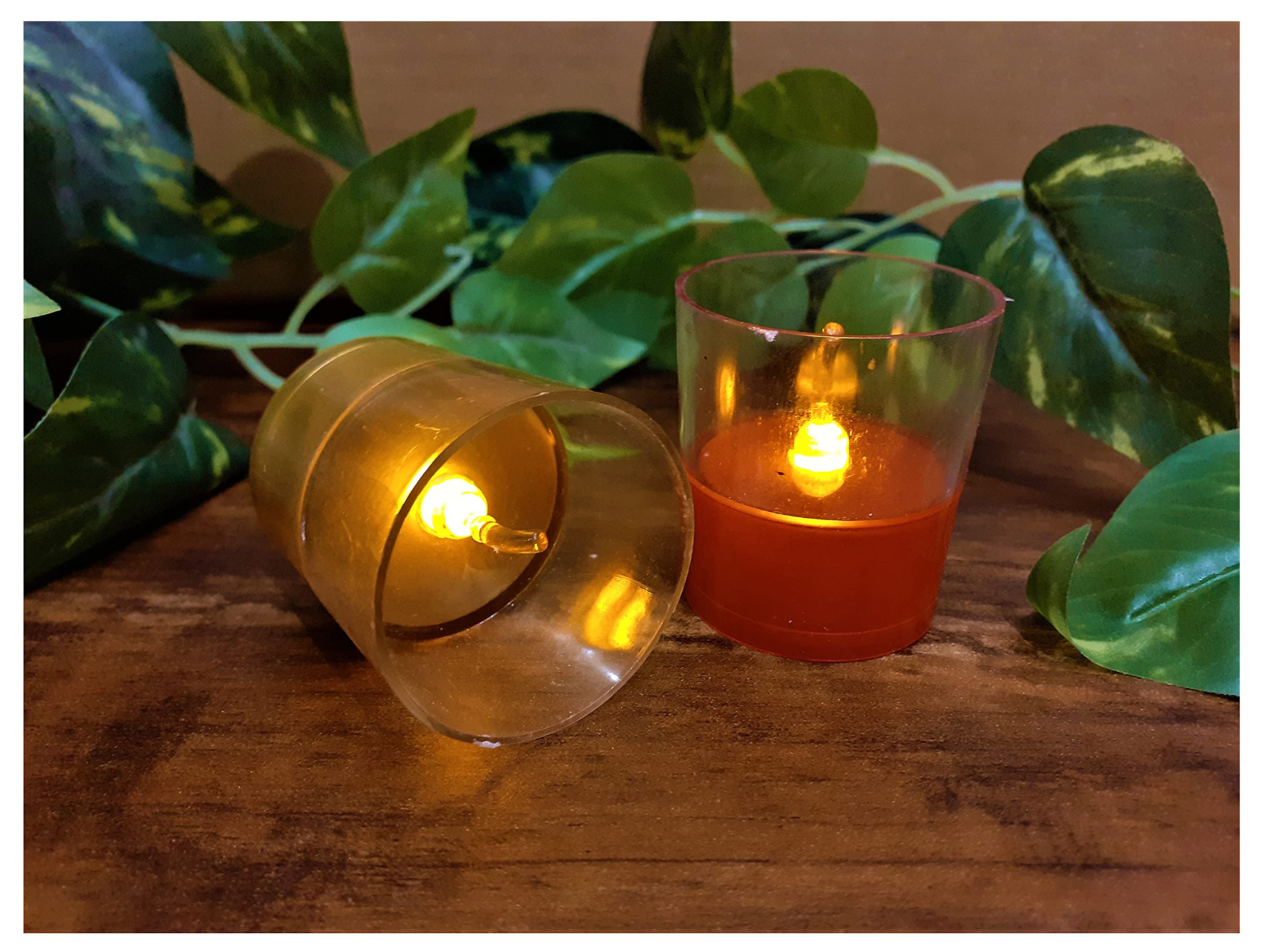 AFTERSTITCH Realistic Flame LED Candles for Home Decor Festive Amber Glow Safe Battery Operated Set of 2 Red Golden-image-8
