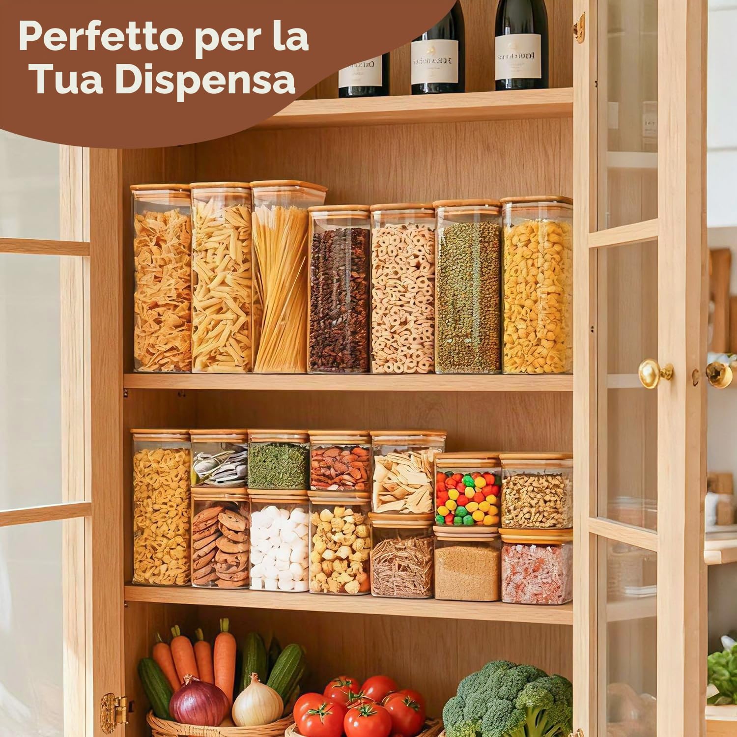ComSaf Barattoli Vetro con Coperchio, Contenitori Vetro per Alimenti, 1500 ml, Set da 3 Pezzi, Adatto a Biscotti Grandi, Fette Biscottate da Forno, Sali da Bagno