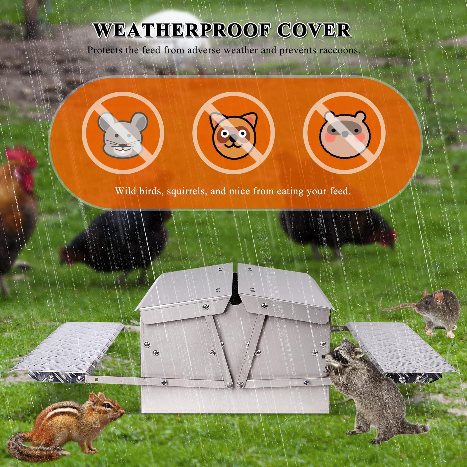 Mangeoire Automatique Poules 6 Ports - Anti-Gaspillage Et Anti-Nuisibles