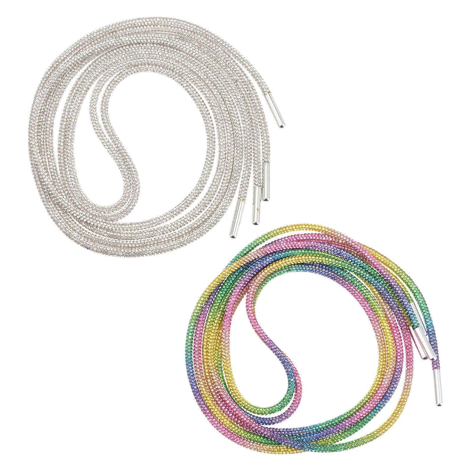 Stringhe per Scarpe Sportive Strass Riflettenti 100cm Bianco Resistente alla Moda per Scarpe Casual da Ginnastica 2 Paia Eleganti