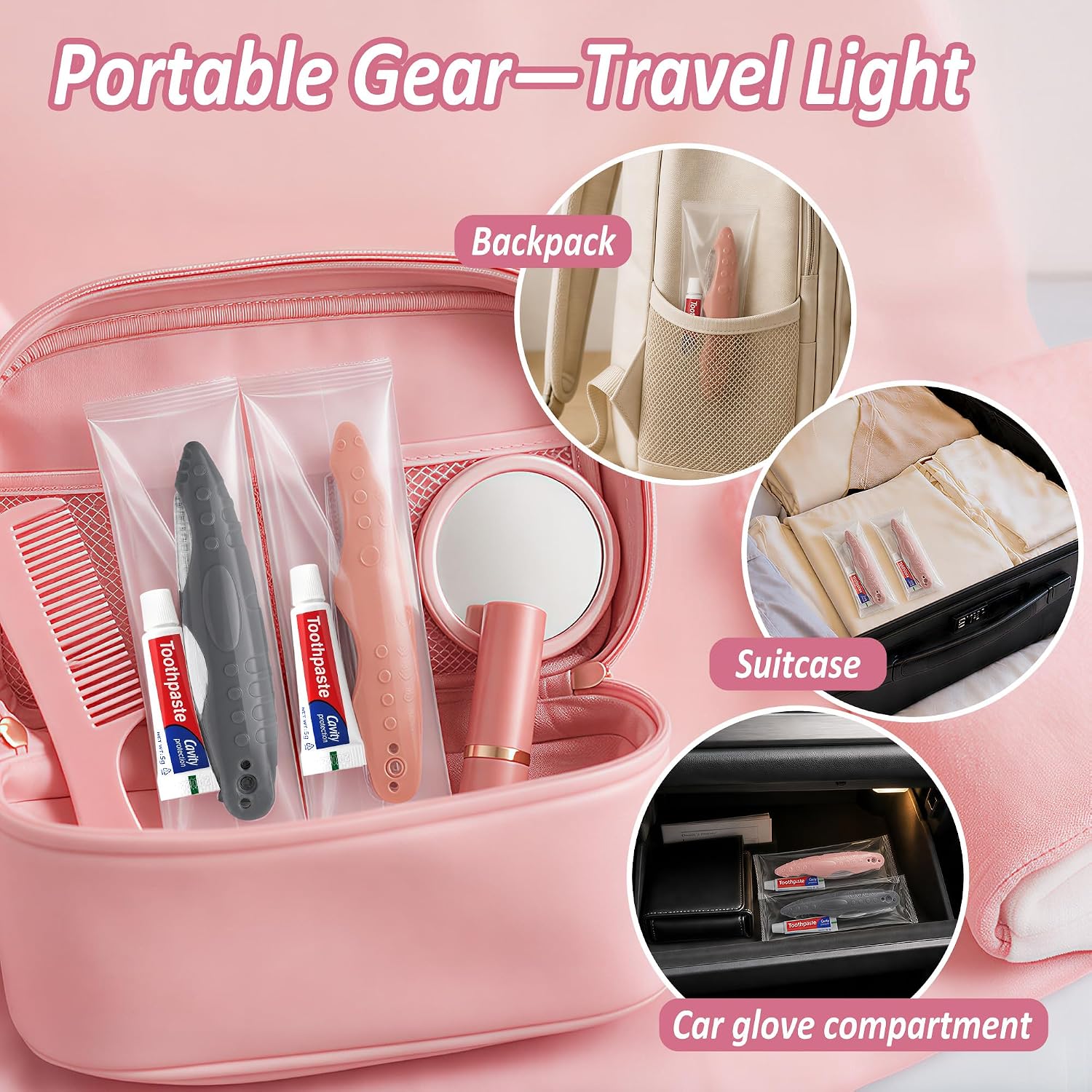 Kocpudu Travel Toothbrush and Toothpaste, Individually Packaged (100-PACK) | Travel Toothbrush Set, Foldable For Easy Storage, Available In Gray And Pink, Ideal For Travel, Hotels, And Camping