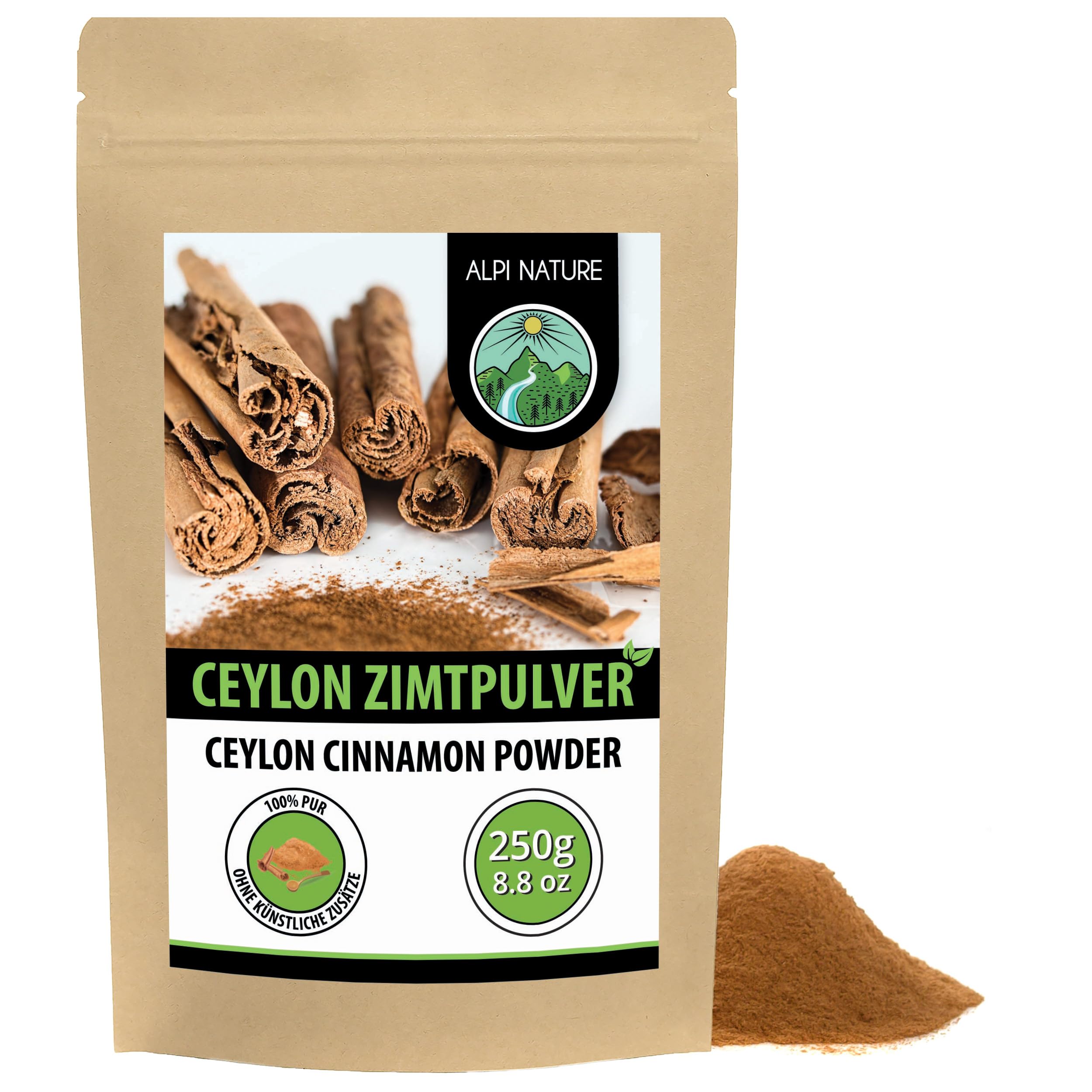 Alpi Nature Ceylon Zimt gemahlen 250g, Ceylon Zimtstangen gemahlen aus Sri Lanka, Zimtpulver