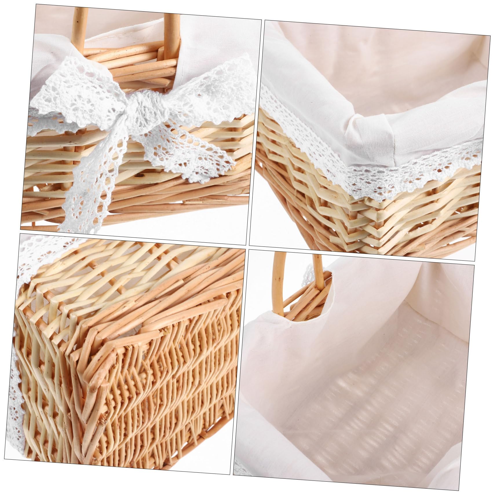 Cabilock Cesta Tejida de Mimbre con Asa para Picnic y Almacenamiento Cesta Pequeña para Huevos y Frutas de Almacenamiento Doméstico Ligera y Resistente