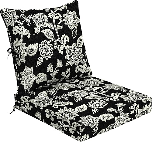 Arden Selections ProFoam Essentials Outdoor Deep Seating Cushion Set 24 x 24, Black Leala