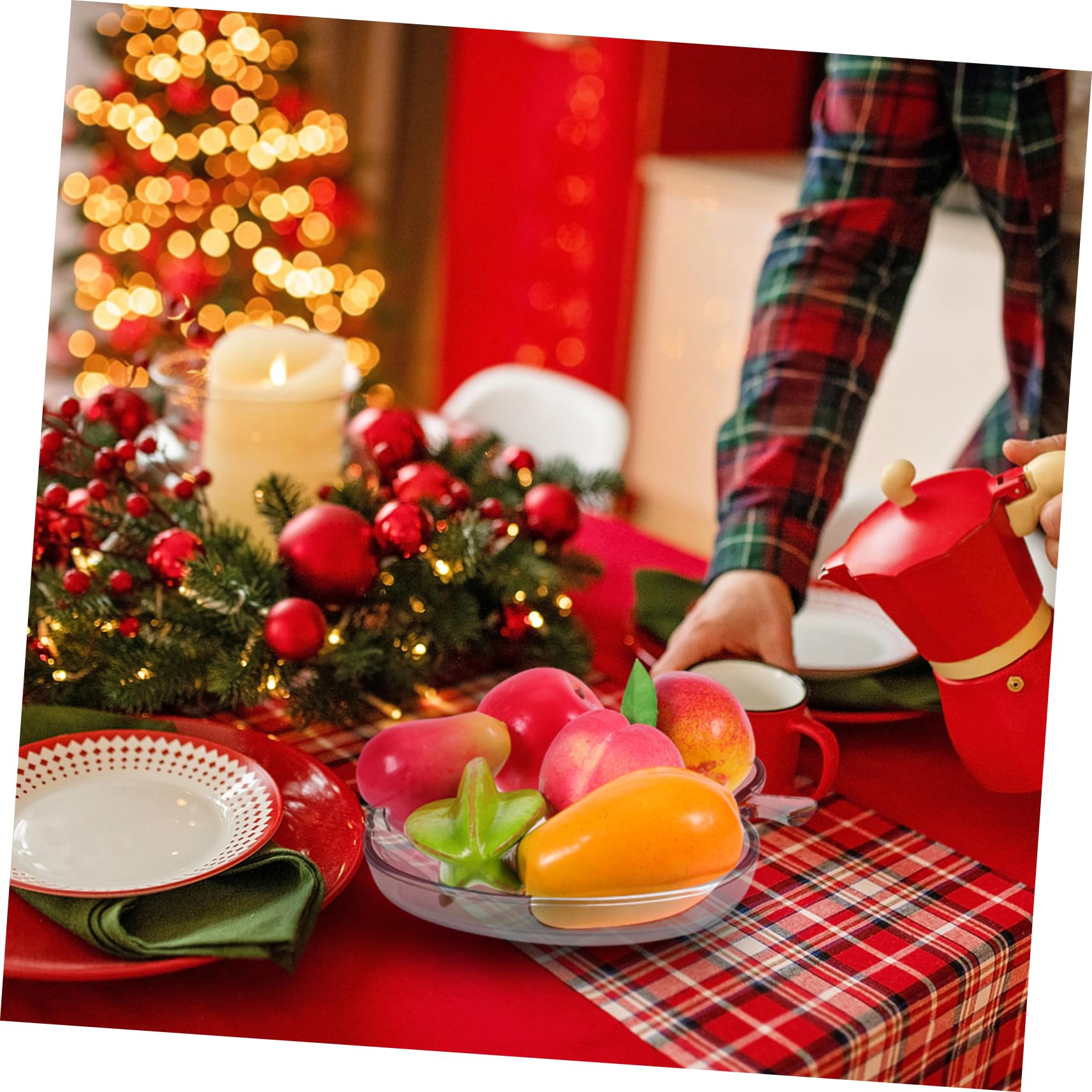 Bol Verre Transparent Forme de Pomme pour Fruits et Bonbons Plateau Compartimenté pour Desserts et Apéritifs Service Polyvalent pour Noël et Décorations Festives
