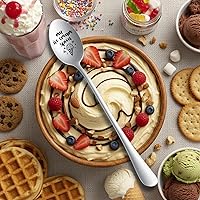 Vista 5 de Cuchara de helado - Divertida cuchara de acero inoxidable grabada para amantes del helado, mujeres, hombres, cumpleaños de niños