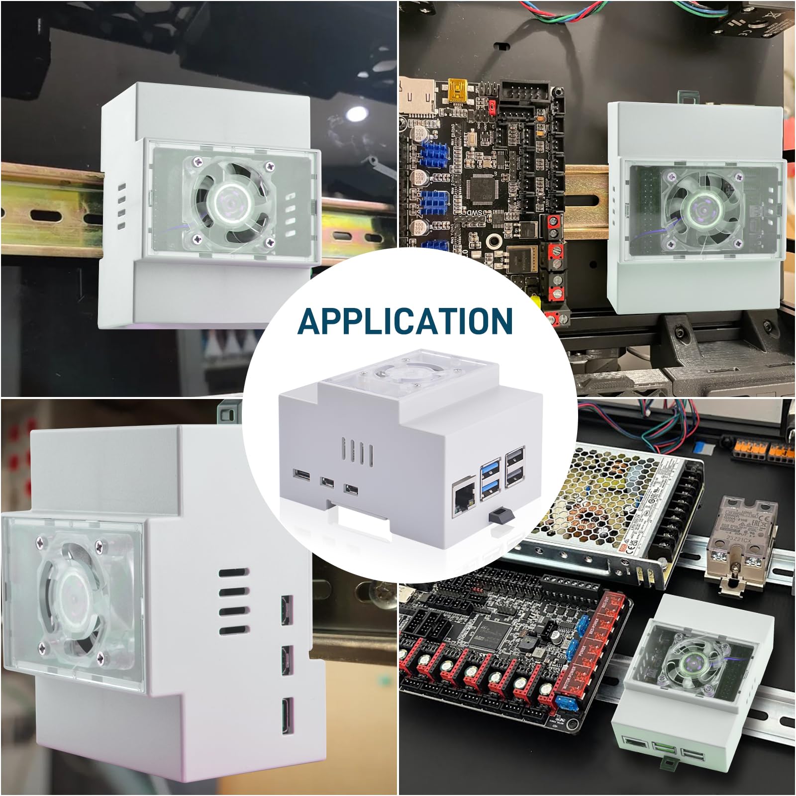 GeeekPi Raspberry Pi 5, alloggiamento DIN Rail ABS con Armor Lite V5 Active Cooler Cooling Fan per Raspberry Pi 5, scatola modulare per pannelli elettrici