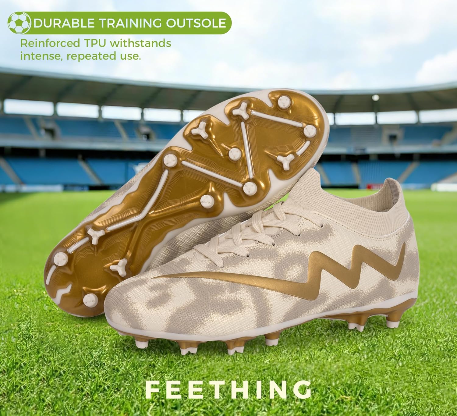 Womens Cleats Laceless Soccer Shoes for Girls Youth Firm Ground FG Athletic Football Softball Cleats Lightweight Comfortable Speed Boots - Image 9