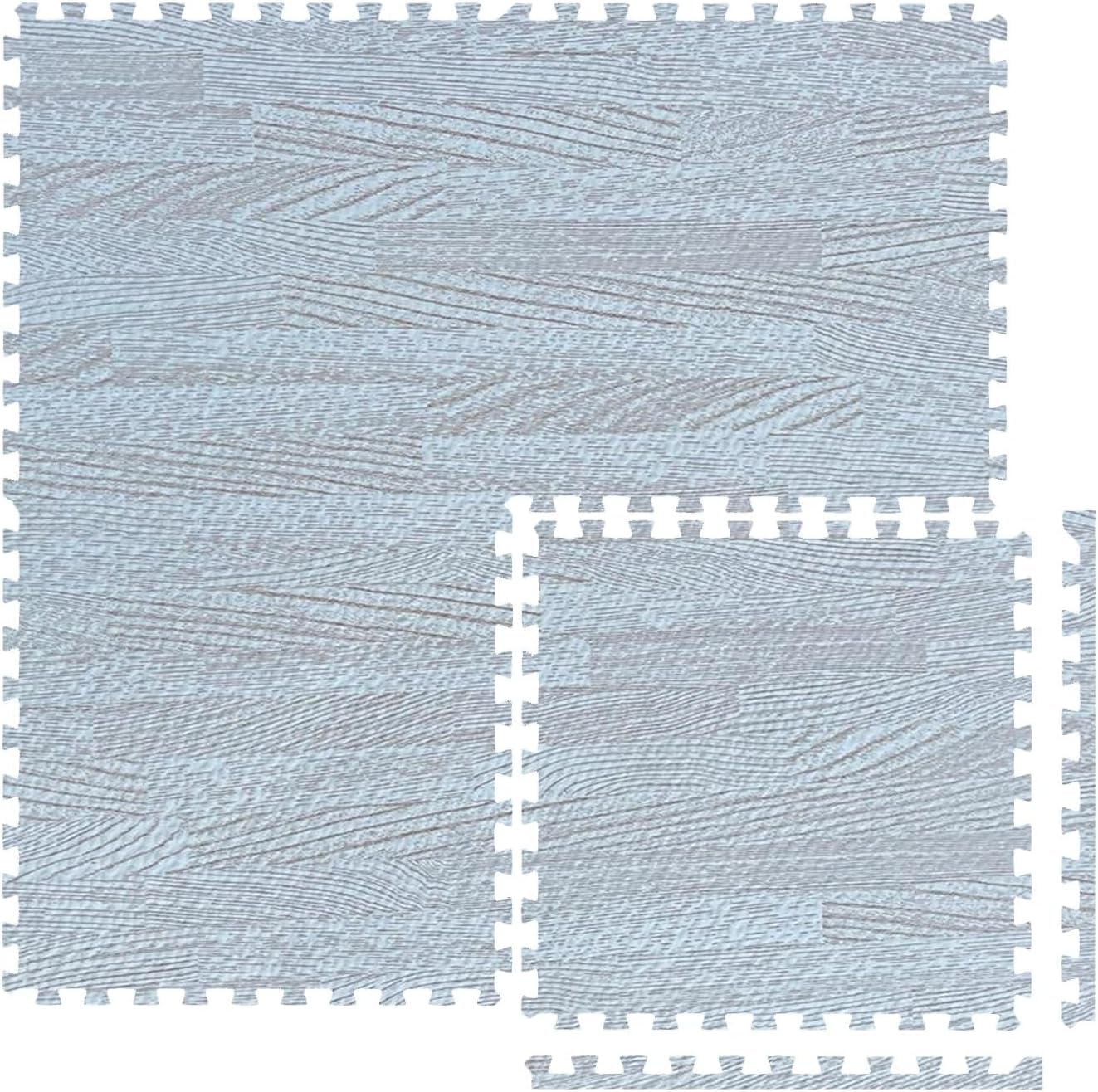 Lions Interlocking Foam Tiles - Premium Non Slip Eva Foam Floor Tiles for Kids Play Gym Ground Exercise Wooden Effect, Colour Yoga Rubber Workout Mats 8 Tiles (16 Tiles - 64 Square Feet, White_Oak)