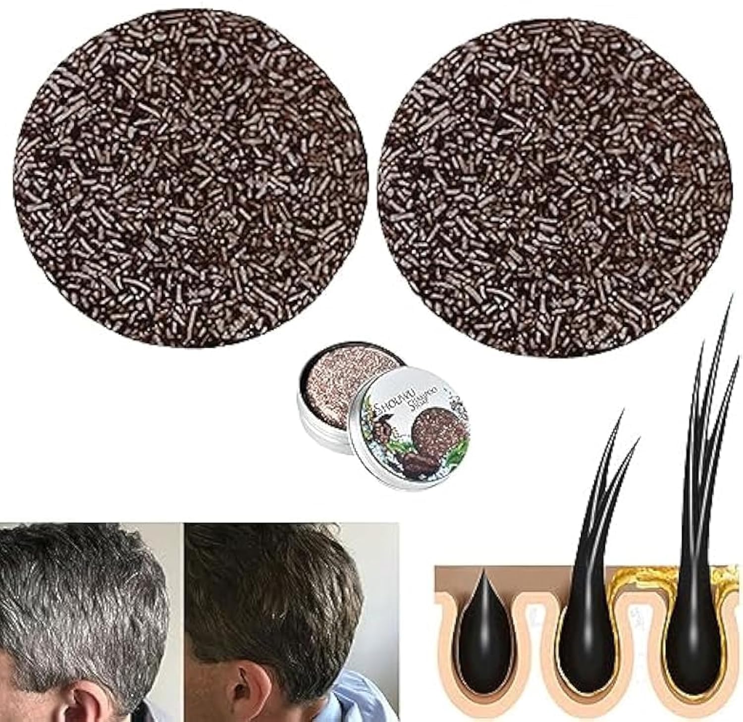 Hira Darkening Shampoo Bar - Gray Hair Reverse, Black & Thick Hair for Men & Women [Shou Wu]