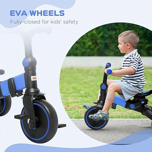 Miniatura 5 de Qaba Triciclo 3 en 1 para niños pequeños, triciclo de empuje y bicicleta de equilibrio con ajustes ajustables, bicicleta de empuje para niños,