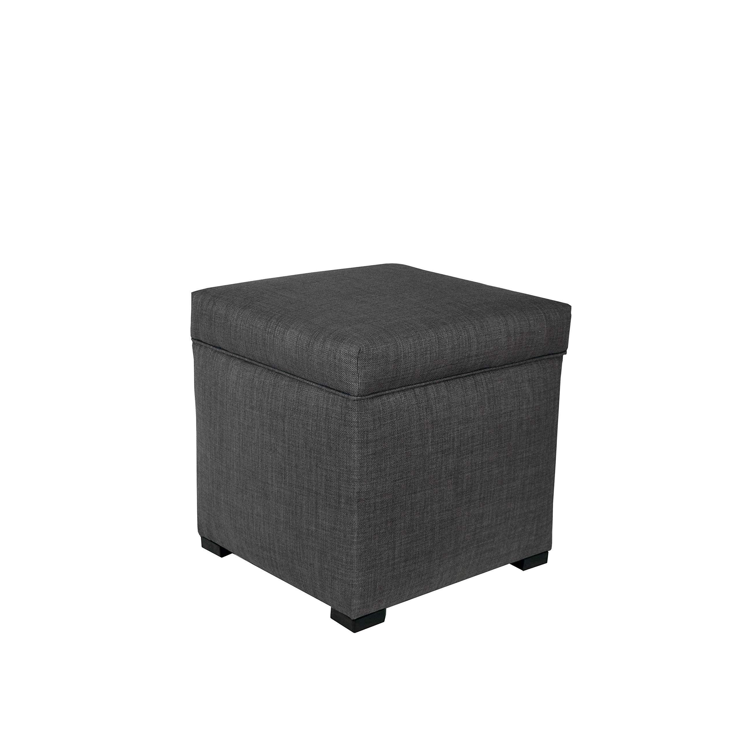 MJL Furniture Designs Tami Collection Fabric Upholstered Lift Top Cube Storage Ottoman | Ottoman Foot Rest, HJM100 Series, Dark Gray