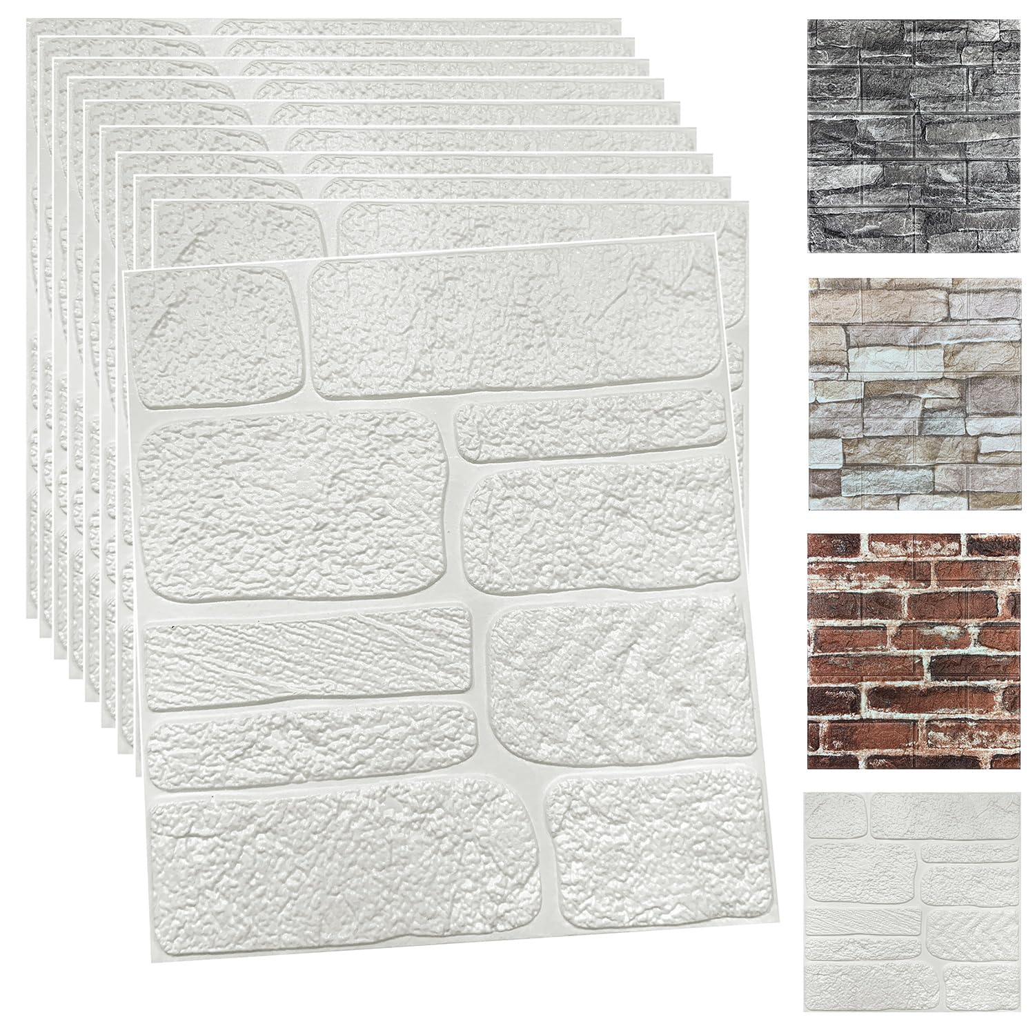 yu li 3dh 3d wall panels peel and stick faux stone wall panel white 20-pack faux brick self-adhesive wallpaper 3d foam brick wallpaper