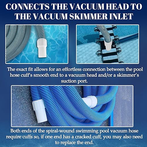 Miniatura 5 de TonGass Paquete de 2 manguitos de manguera de piscina de 1-12 pulgadas, manguito de manguera roscado para manguera de vacío de piscina de herida en