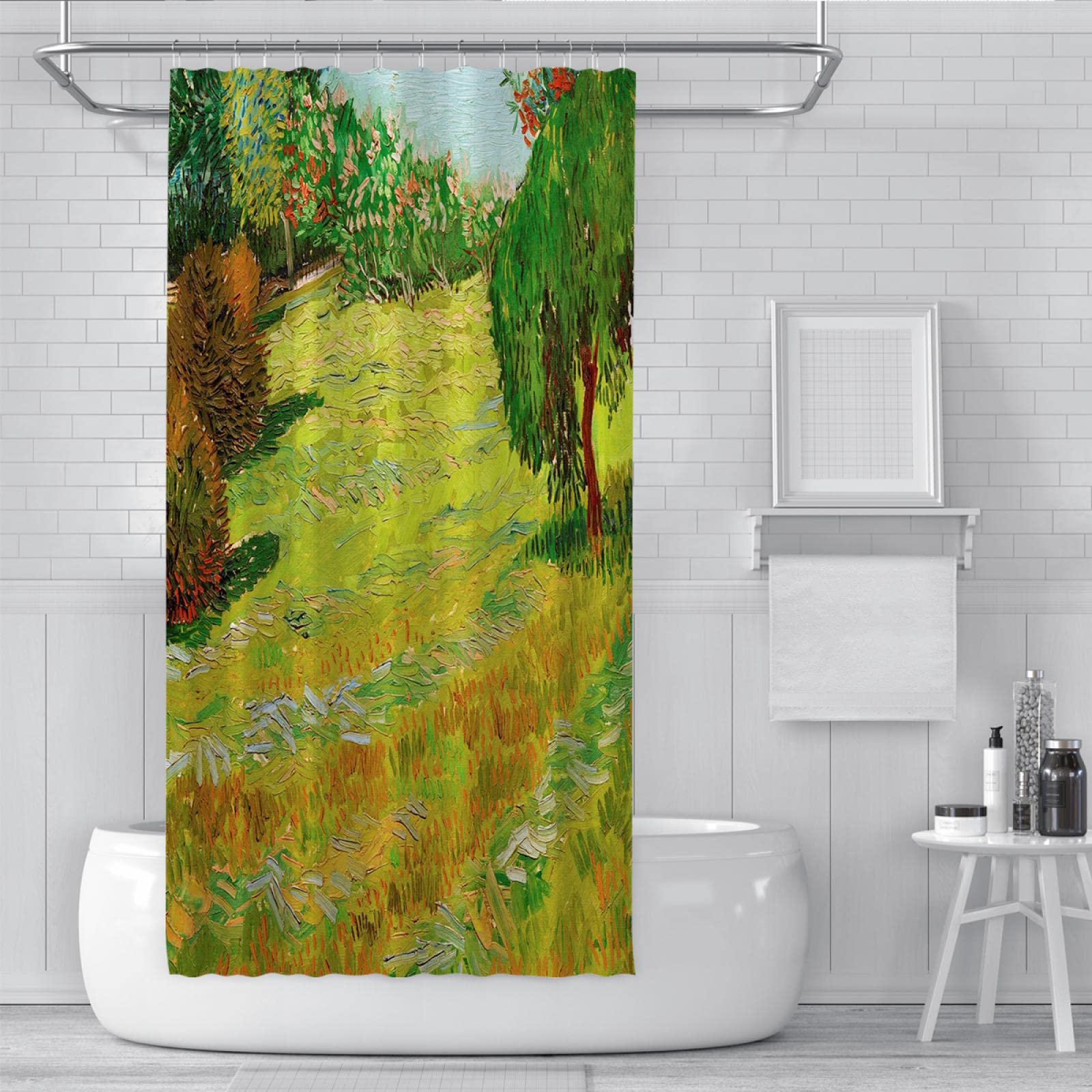 Farm Orchard Cortinas de Ducha Artista Juego de Cortinas de Ducha para Tela de baño Cortinas de baño de poliéster de Secado rápido con Ganchos Amarillos W200xL200cm