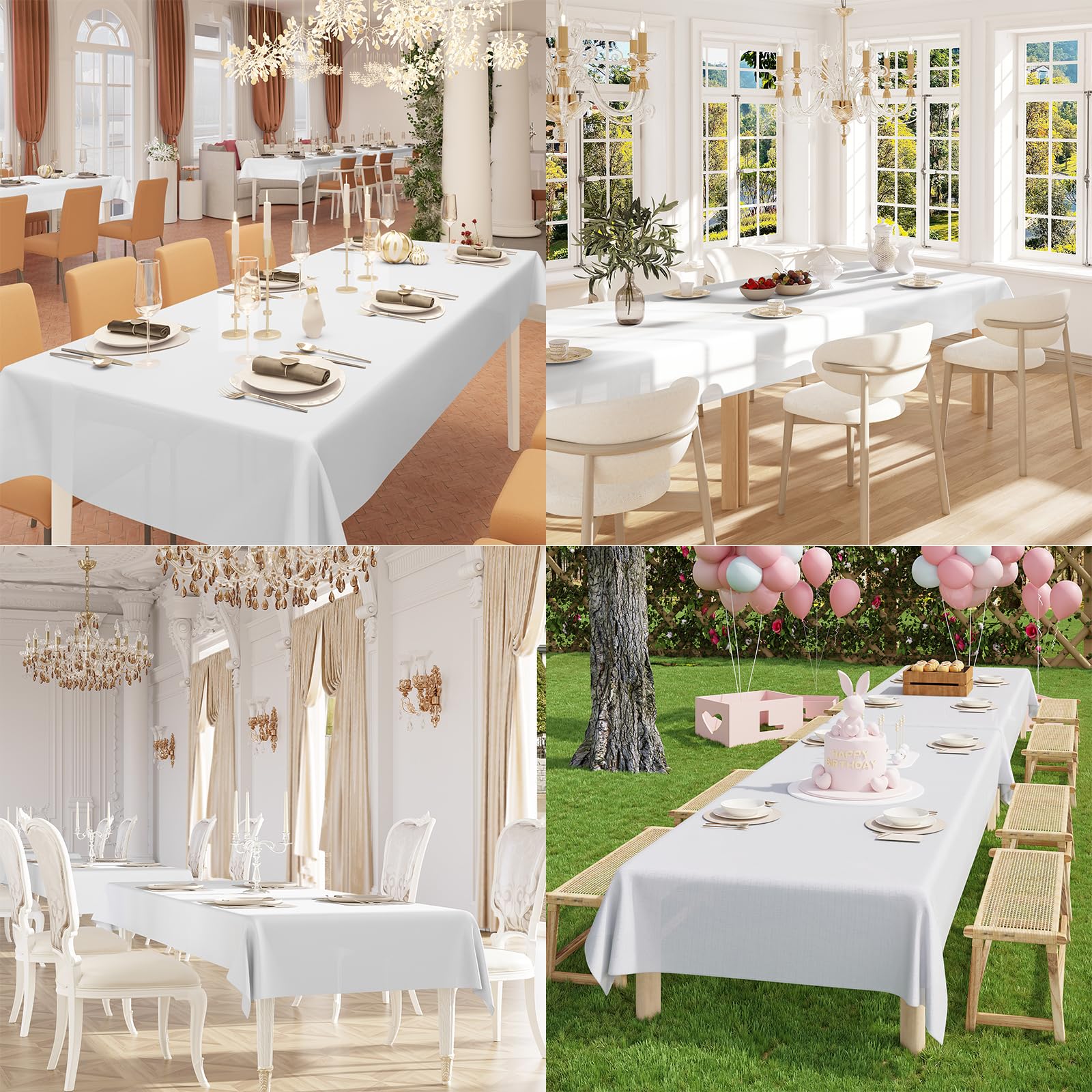 WOLTU Tischdeckenrolle, Einweg Vlies Tischdecke, Tischschutz wasserdicht Tischtuch Zuschneidbar, 80 g/m²,Tischschoner Meterware, für Party Geburtstag Hochzeit Weihnachten 1,18×25M Weiß