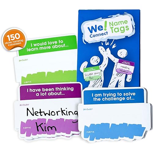 Connect Sticker Nametags - Water-Resistant & Easy-to-Write Labels, Ideal for Icebreaker Activities, Team Building Games, Office Games, and Group Games for Adults at Conferences & Parties, 150 pcs