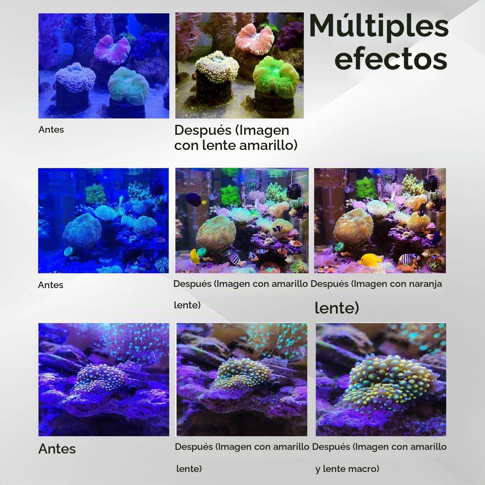 Lente de teléfono, Juego de filtros de Lentes, Lente de Vista Macro Amarilla y Naranja, Tanque de Peces de Agua Marina, Cilindro de Coral, Kit de Lentes de fotografía subacuática con Filtro Macro