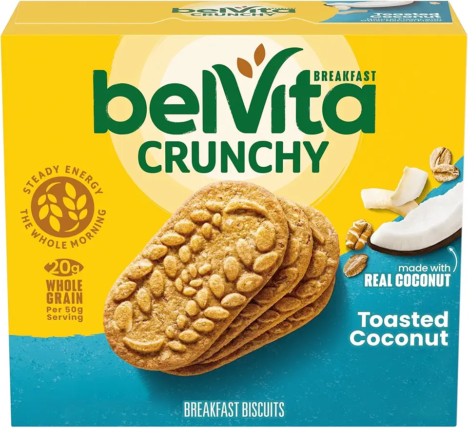 belVita Toasted Coconut Breakfast Biscuits, 5 Packs (4 Biscuits Per Pack)