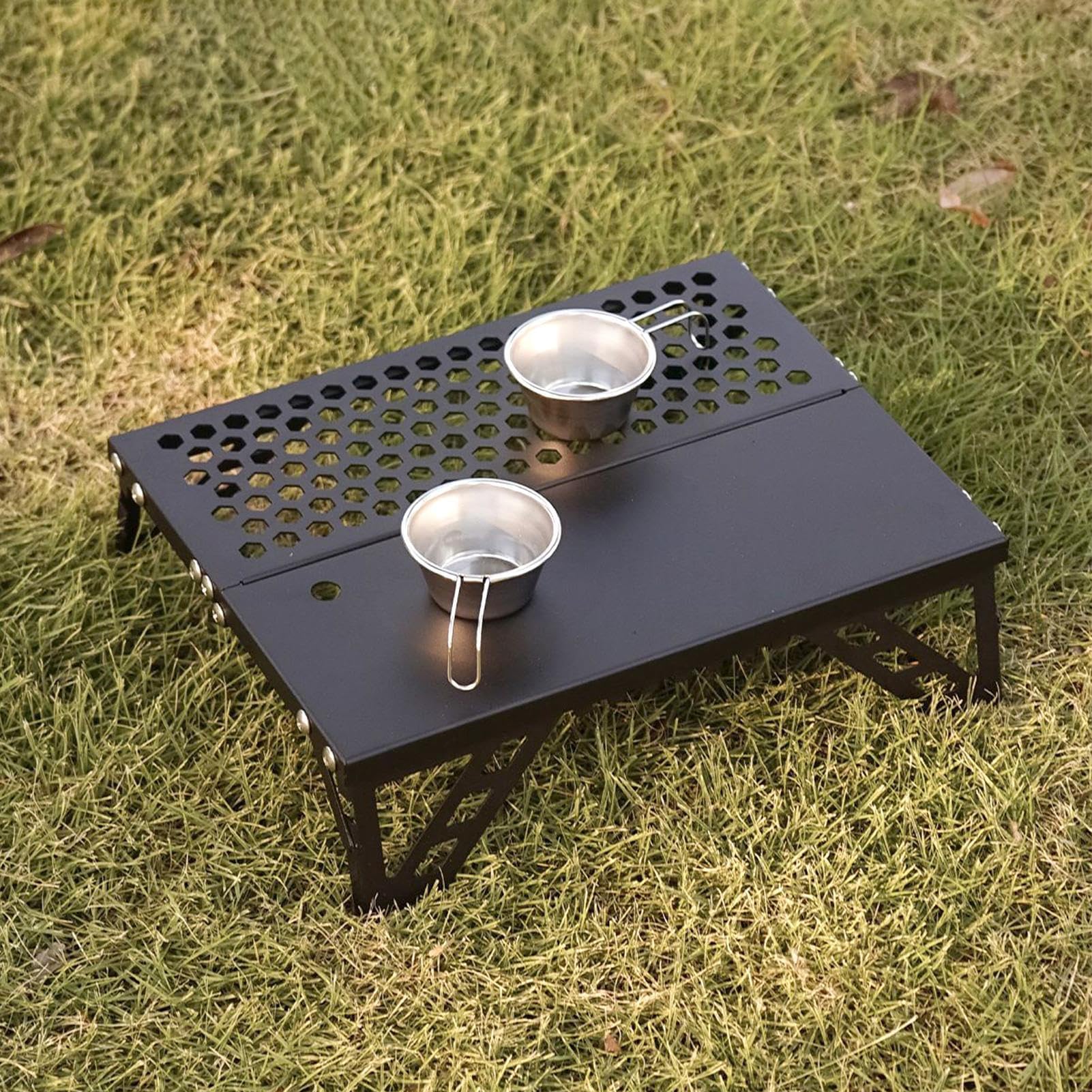 Składany grill przy ognisku, lekki przenośny grill ze stopu aluminium, wielofunkcyjny stojak do gotowania na świeżym powietrzu, kemping, piknik, imprezy i przygody turystyczne
