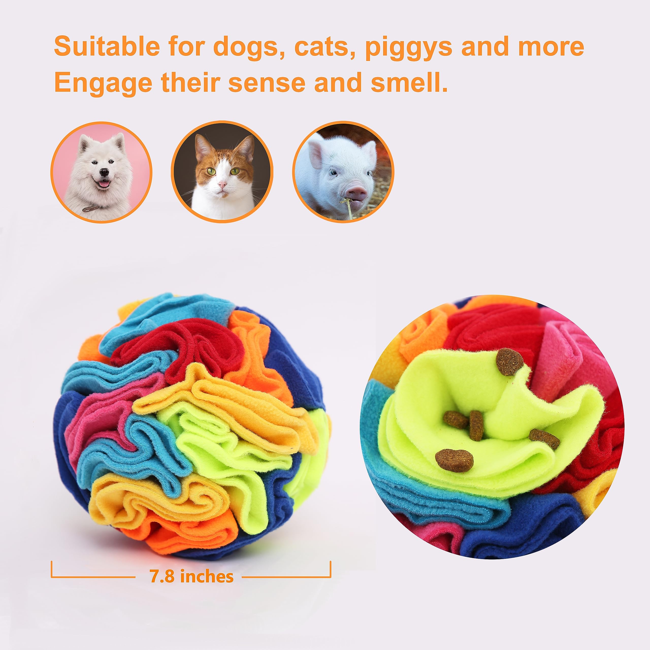 Ablechien Pelota de olfateo para Perros, Juguetes estimulantes mentales para Perros Ciegos, Bola de golosinas para Perros Ciegos, con Bolsa de Almacenamiento, Lavable a máquina