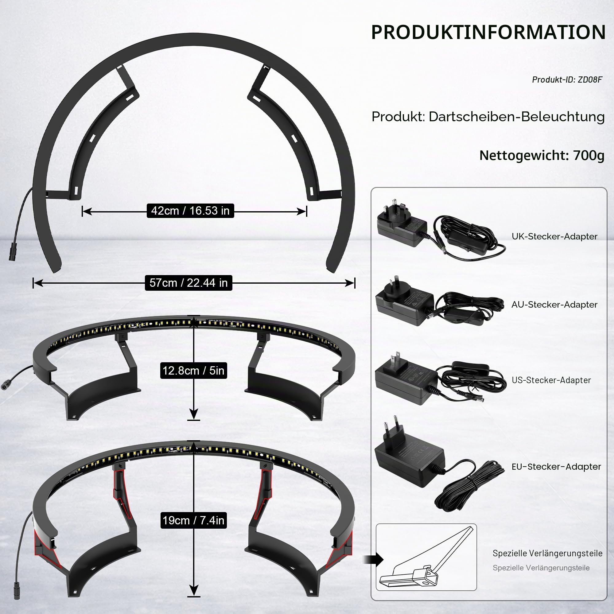 CyeeLife Dartboard Lighting System,Dartscheibe Beleuchtung,Weißes LED Dartboard Surround Ringlicht,Schatten eliminierendes Dartboard Licht,Dartscheibe LED Beleuchtungssystem