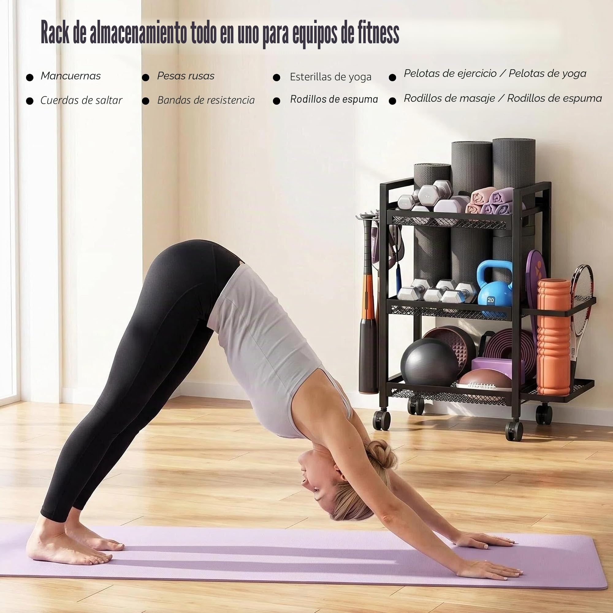 Soporte de almacenamiento para gimnasio en casa soporte de pesas ajustable