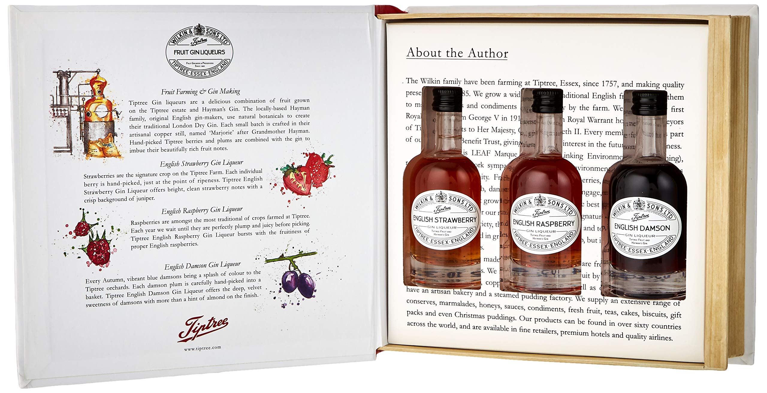Wilkin & SonsTiptree Gift Book of Gin, Damson/Strawberry/Raspberry, 3 x5cl
