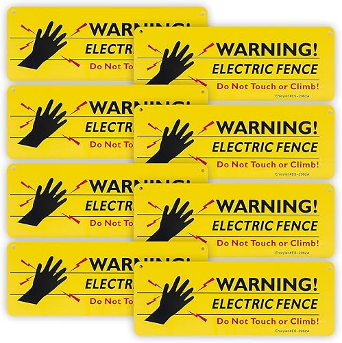 Paquete de 8 carteles de advertencia para valla eléctrica, letrero de plástico de 10 x 3.5 pulgadas