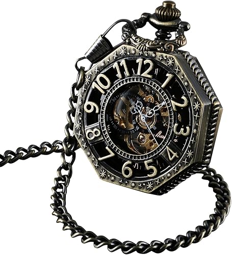 ShoppeWatch Mens Pocket Watch with Chain  Hand Winding Vintage Pocket Watch  Classic Mechanical Movement Pocketwatch  1920s Railroad Steampunk