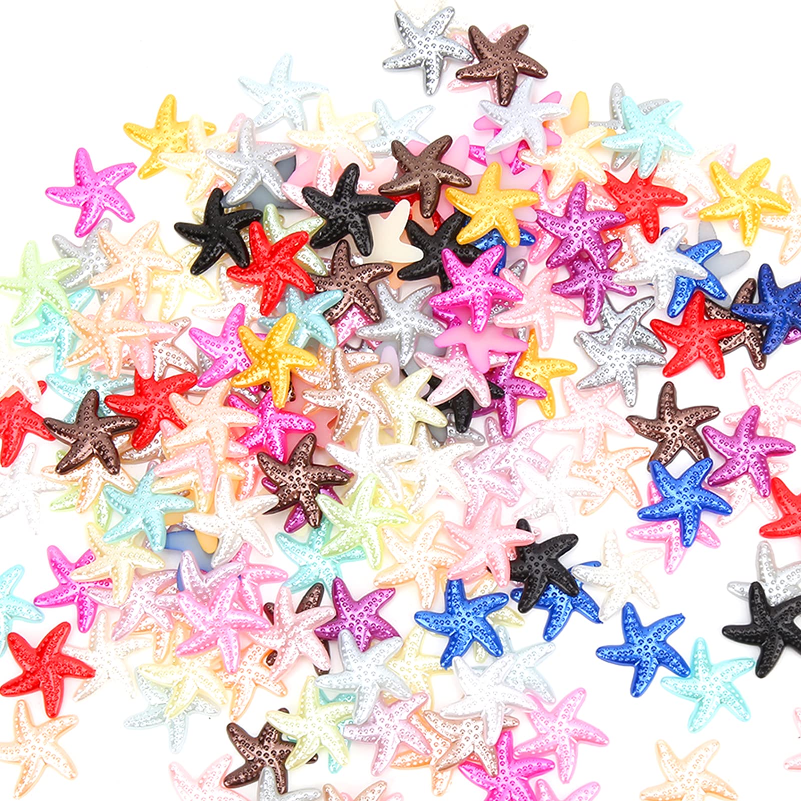 200 ciondoli misti di stelle marine in resina flatback, perline di melma flatback in resina che fanno forniture per fai da te scrapbooking artigianato adesivo perla materiale decorativo per telefono c