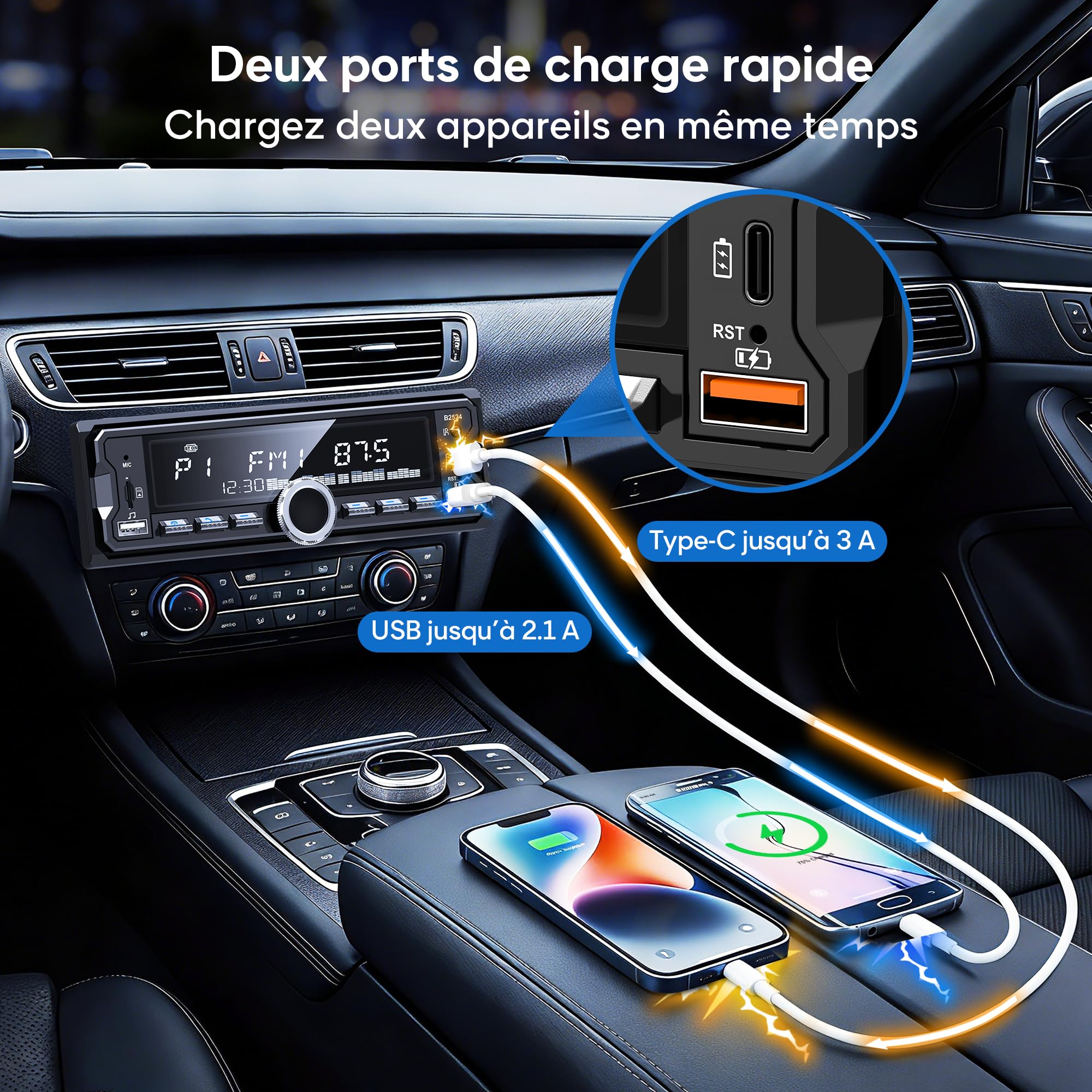 Autoradio DAB/DAB+, CENXINY Auto Radio Bluetooth RDS/FM/AM,1 Din Autoradio mit Fernbedienung,unterstützt 2 USB,AUX-Eingänge,TF/SD/FM/iOS Android,Multicolour