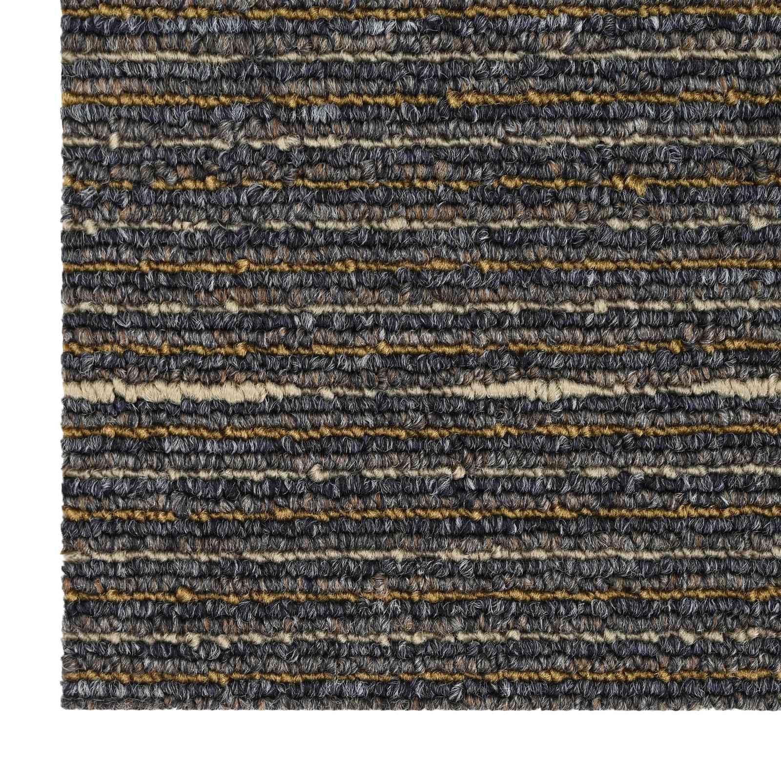 Teppichfliese Gestreift Hellbraun 50 x 50 cm 20 Stück, PP und Bitumen, Loop-Pile, 6 mm, Innenbereich, bodenbelag für Schlafzimmer und Wohnzimmer, trittschalldämmung, renovieren