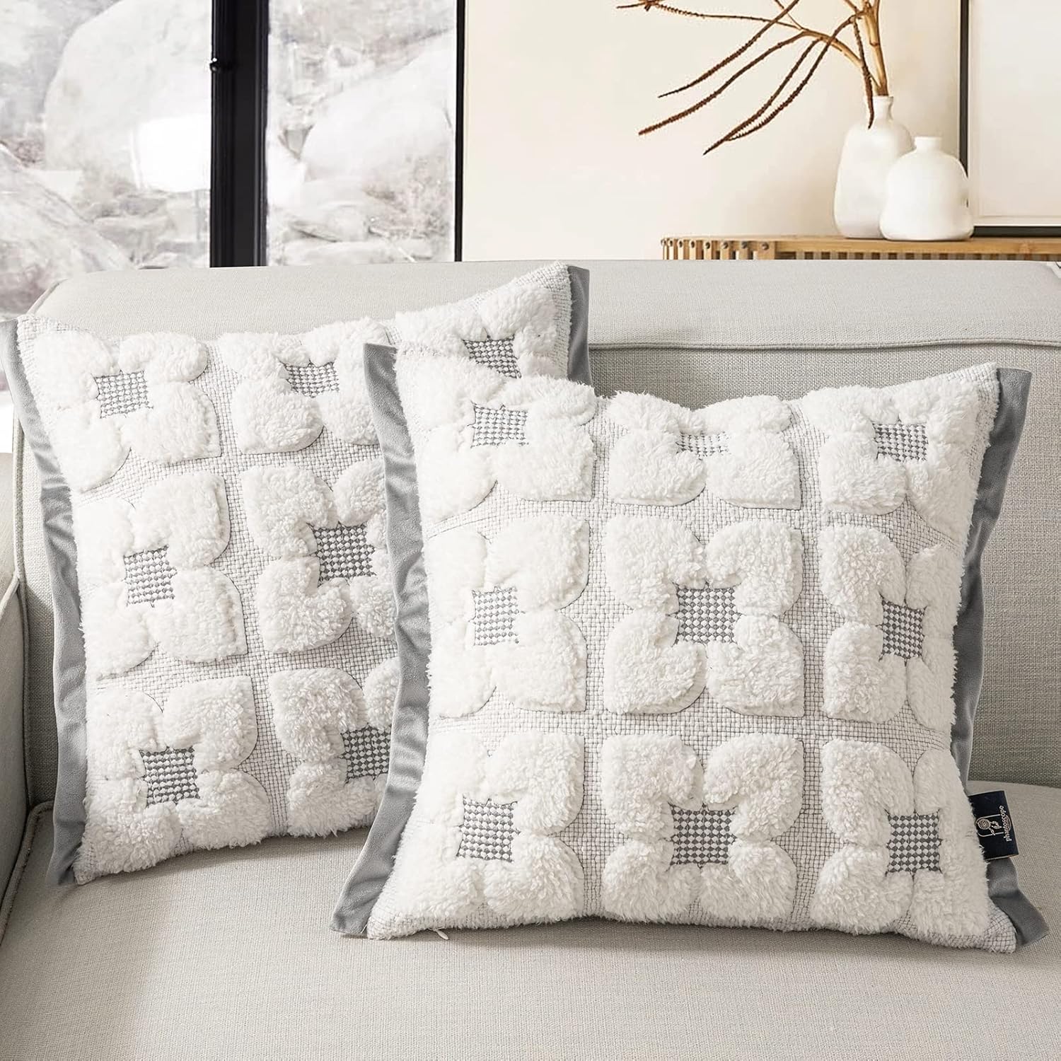 Phantoscope Pack of 2 Sherpa Throw Decorative Pillow Cover