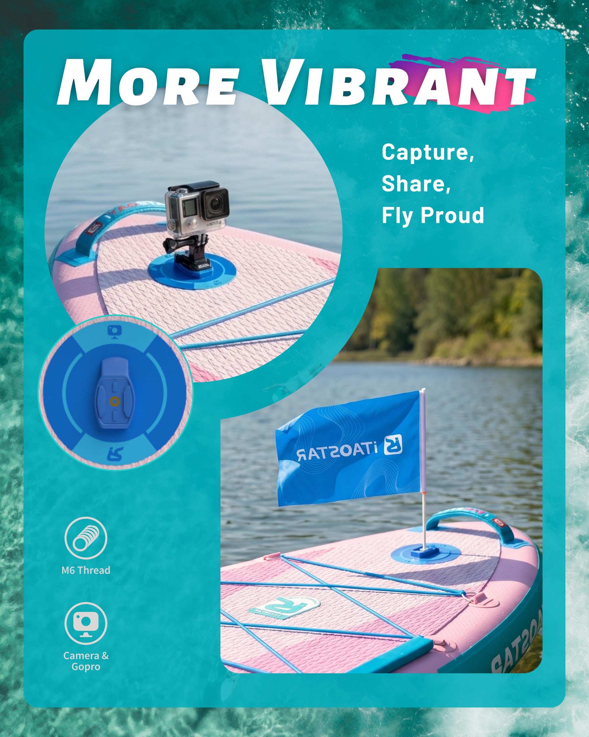 iTAOSTAR Stand Up Paddling Borad, Sup Board Aufblasbare, Stand Up Paddle Board for Anfänger,SUP Borad Mit Sitz,Komplettes Zubehör Allround Surfbrett für Yoga Paddle Board Pink/Orange/Yellow