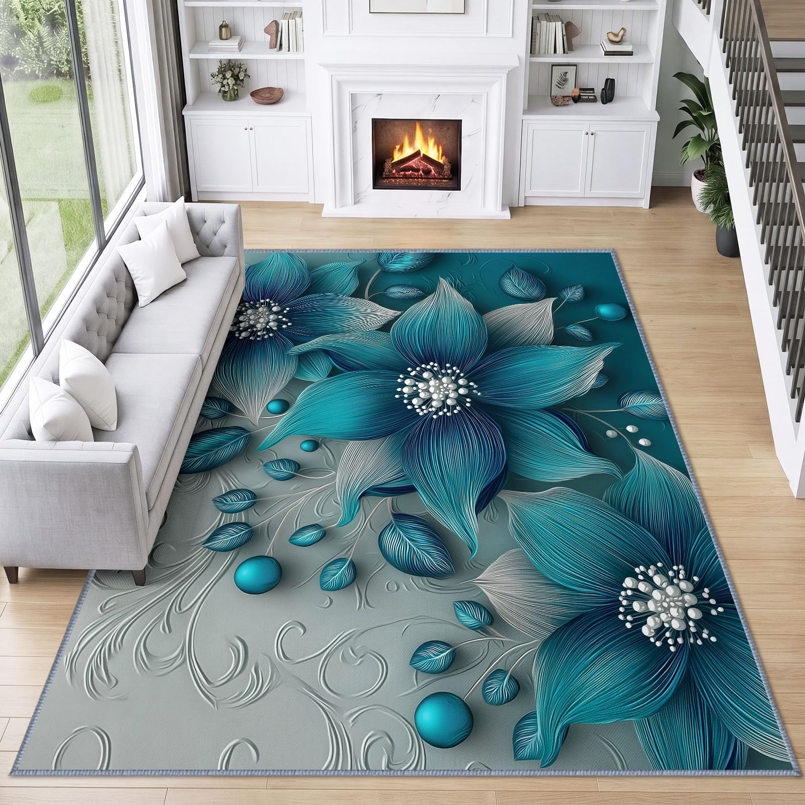 Luksusowy dywan do salonu, 180 x 240 cm, płatki kwiatów, do sypialni, z krótkim włosiem, miękki, antypoślizgowy dywan do jadalni, biura, sypialni, salonu